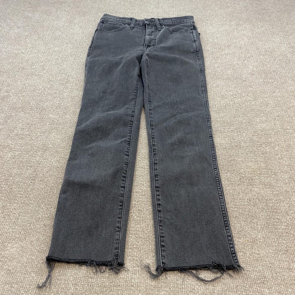 Madewell Stovepipe Jeans Womens 24 Gray Charcoal High Rise‎ Straight Distressed